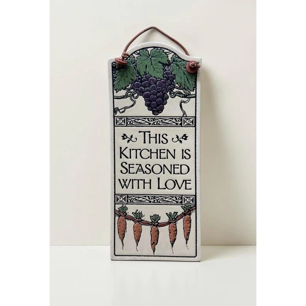 Handmade Ceramic Kitchen Wall Sign, Vintage Michael Macone Spooner Creek Pottery